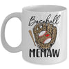 Baseball Memaw Leopard Game Day Women Lover Mothers Day Mug | teecentury