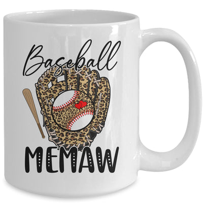 Baseball Memaw Leopard Game Day Women Lover Mothers Day Mug | teecentury