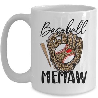 Baseball Memaw Leopard Game Day Women Lover Mothers Day Mug | teecentury