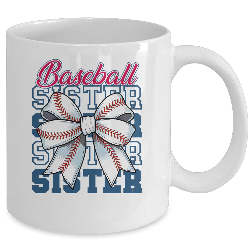 Baseball Sister Coquette Bow Biggest Fan Sport Lovers Girl Mug | teecentury