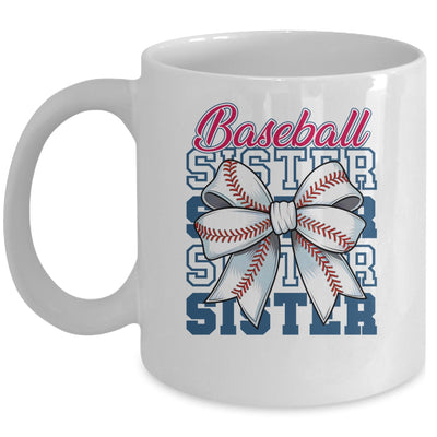 Baseball Sister Coquette Bow Biggest Fan Sport Lovers Girl Mug | teecentury