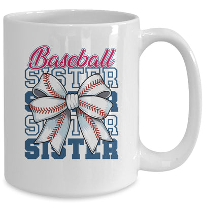 Baseball Sister Coquette Bow Biggest Fan Sport Lovers Girl Mug | teecentury