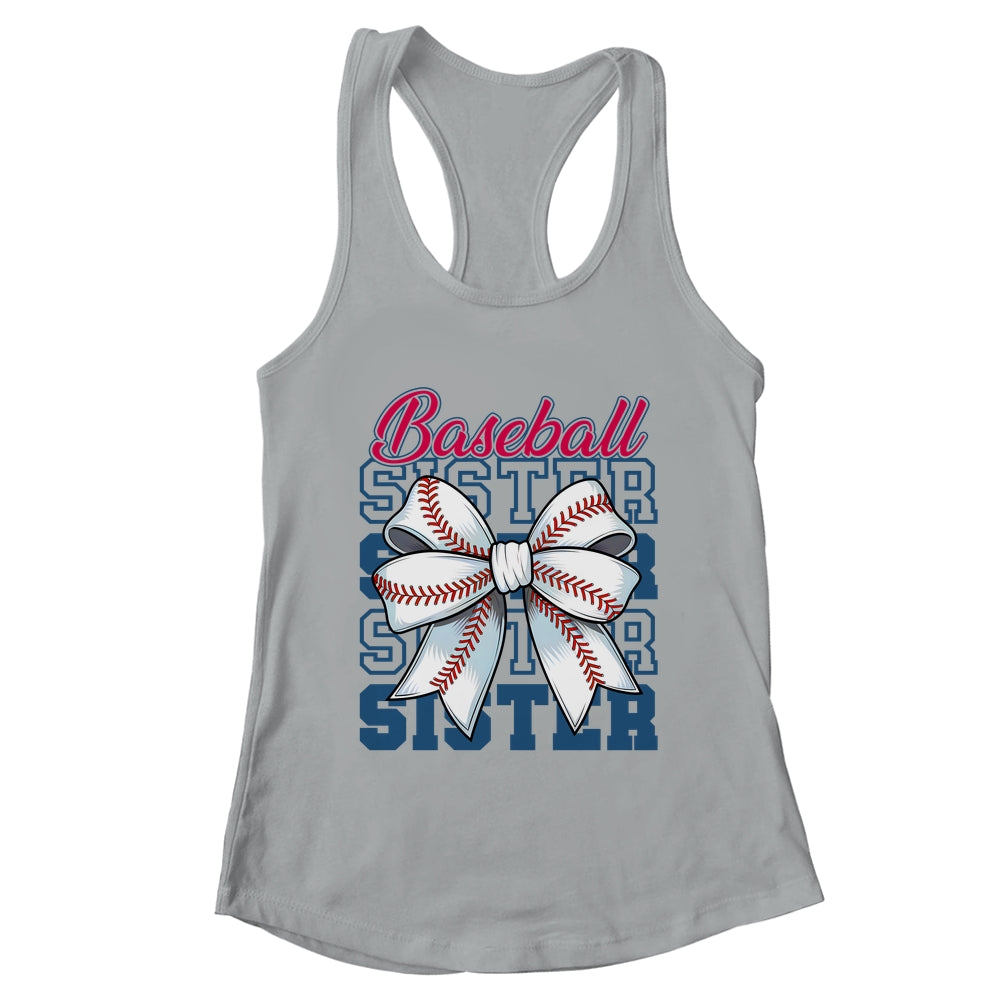Baseball Sister Coquette Bow Biggest Fan Sport Lovers Girl Shirt & Tank Top | teecentury