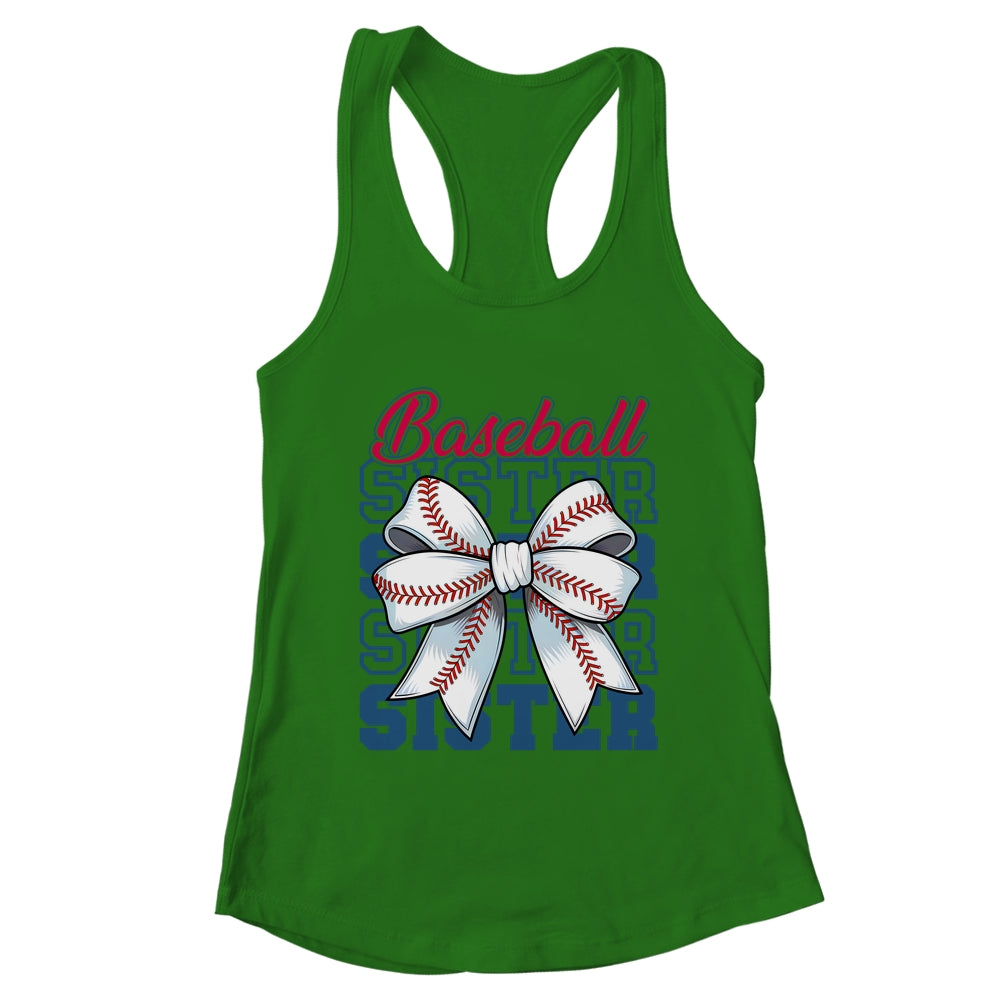 Baseball Sister Coquette Bow Biggest Fan Sport Lovers Girl Shirt & Tank Top | teecentury