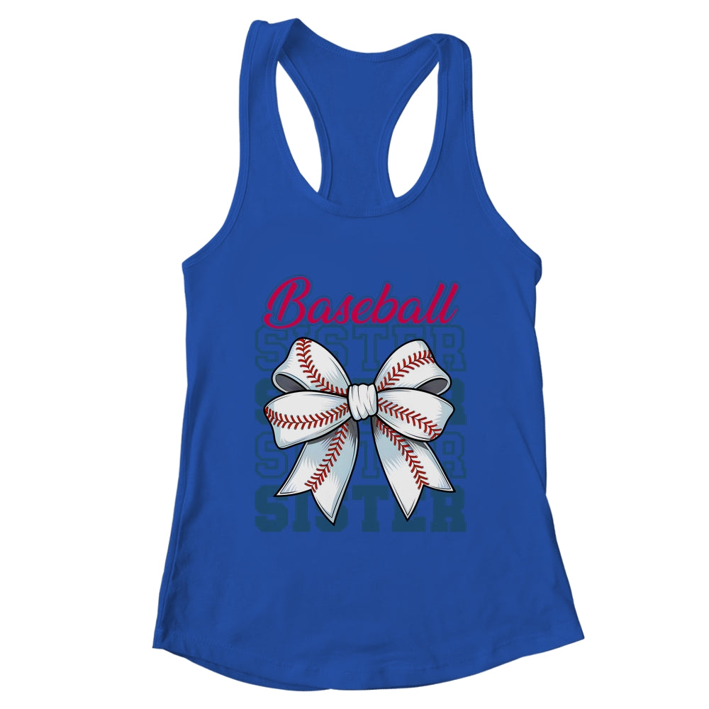 Baseball Sister Coquette Bow Biggest Fan Sport Lovers Girl Shirt & Tank Top | teecentury