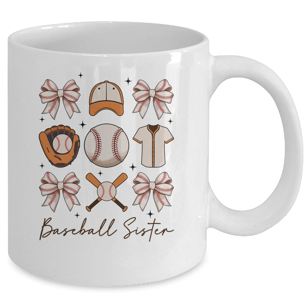 Baseball Sister Coquette Bow Fan Girls Cheer Baseball Mug | teecentury
