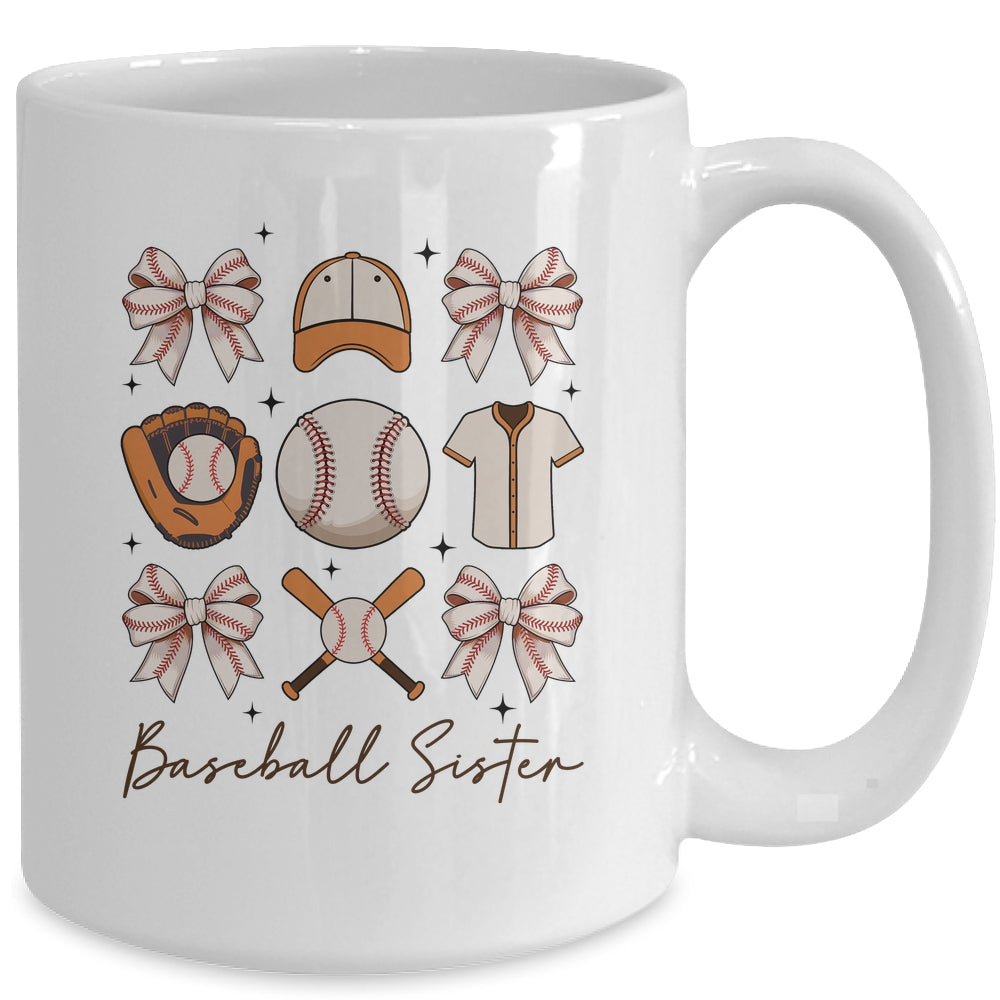 Baseball Sister Coquette Bow Fan Girls Cheer Baseball Mug | teecentury
