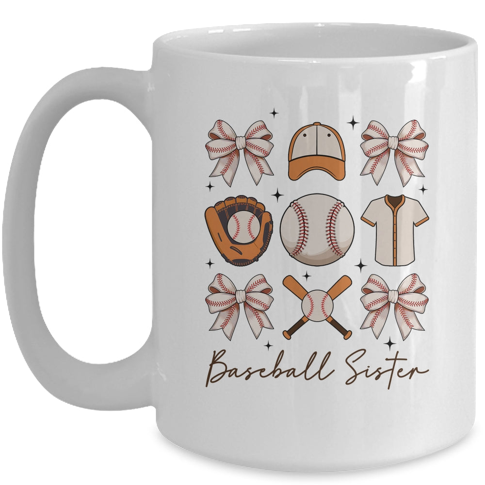Baseball Sister Coquette Bow Fan Girls Cheer Baseball Mug | teecentury