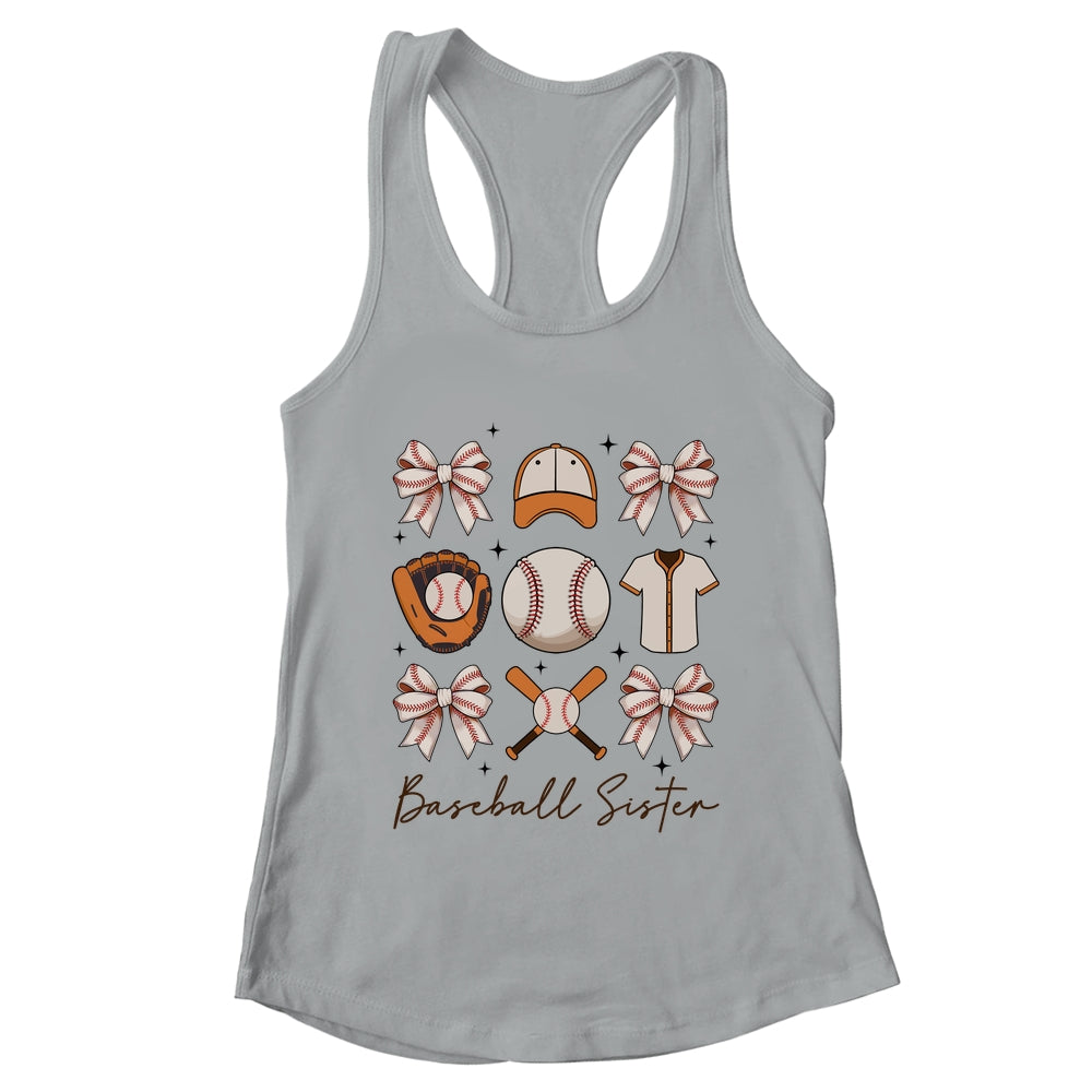 Baseball Sister Coquette Bow Fan Girls Cheer Baseball Shirt & Tank Top | teecentury
