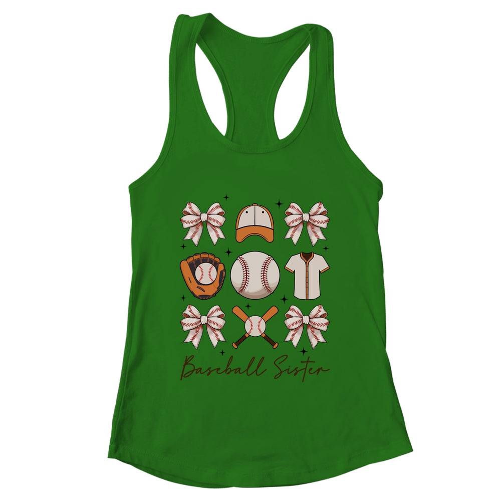 Baseball Sister Coquette Bow Fan Girls Cheer Baseball Shirt & Tank Top | teecentury