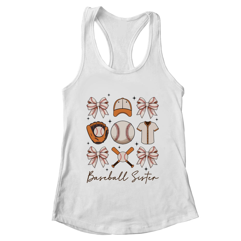 Baseball Sister Coquette Bow Fan Girls Cheer Baseball Shirt & Tank Top | teecentury
