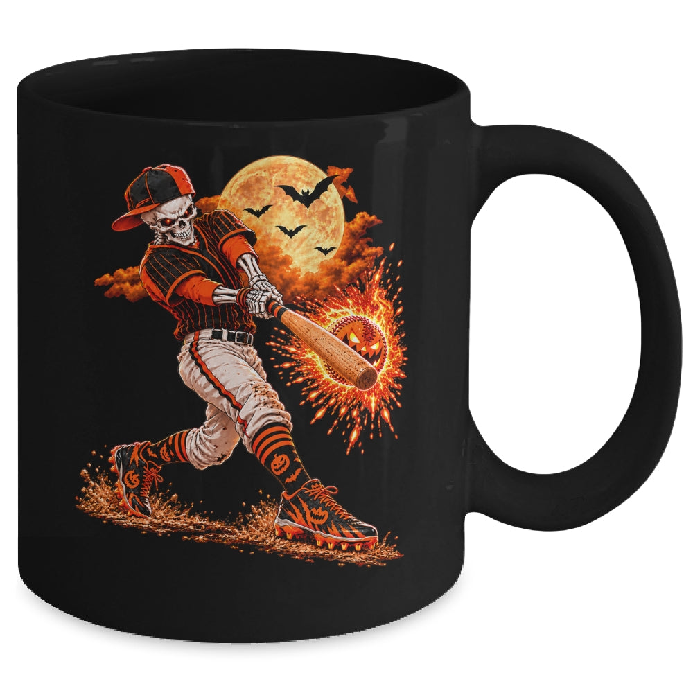 Baseball Skeleton Halloween Men Boys Baseball Halloween Mug | teecentury