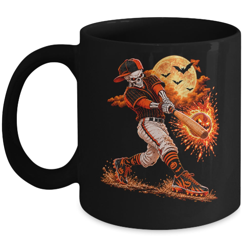 Baseball Skeleton Halloween Men Boys Baseball Halloween Mug | teecentury