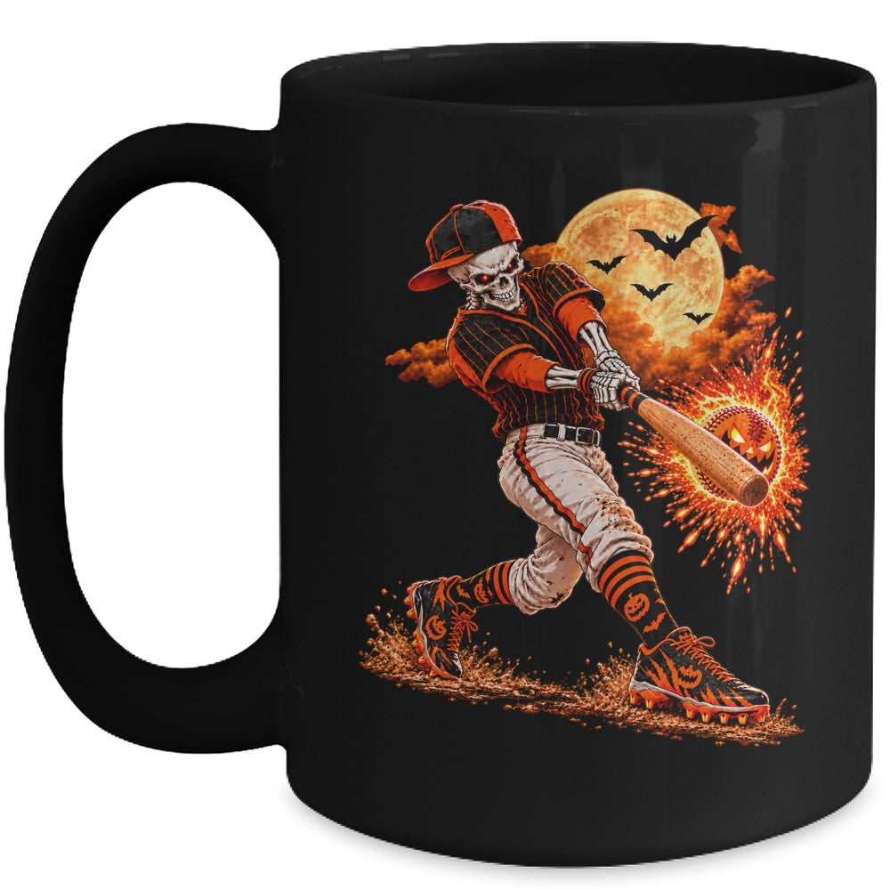 Baseball Skeleton Halloween Men Boys Baseball Halloween Mug | teecentury