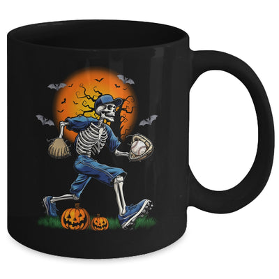 Baseball Skeleton Halloween Men Boys Baseball Spooky Season Mug | teecentury