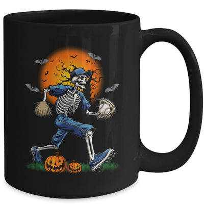 Baseball Skeleton Halloween Men Boys Baseball Spooky Season Mug | teecentury