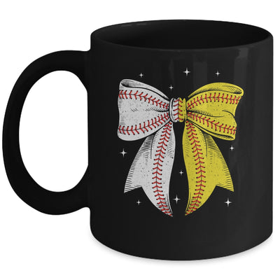 Baseball Softball Coquette Bow Game Day Heart Love Mom Life Mug | teecentury