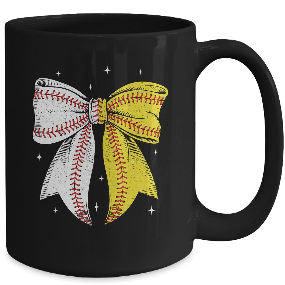Baseball Softball Coquette Bow Game Day Heart Love Mom Life Mug | teecentury