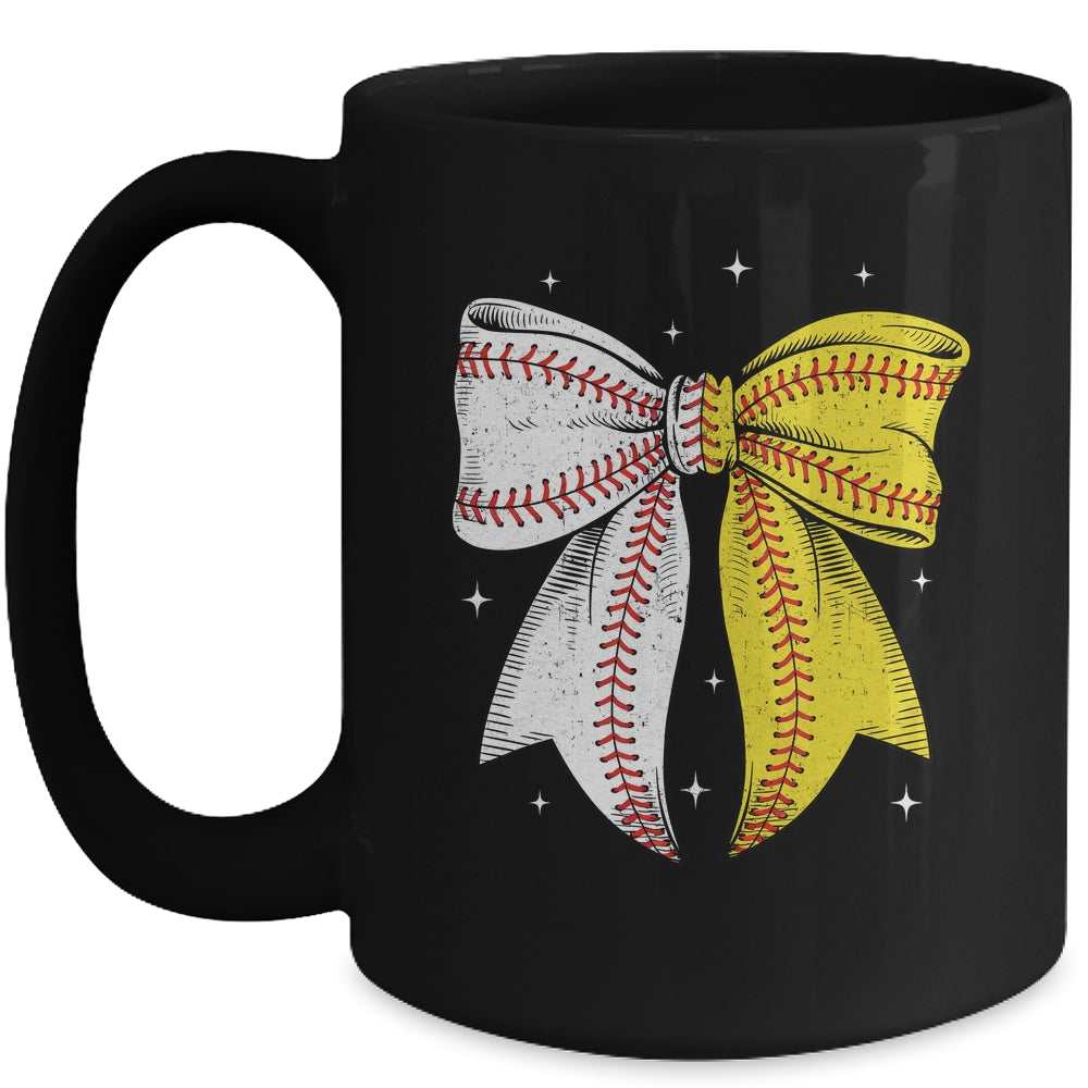 Baseball Softball Coquette Bow Game Day Heart Love Mom Life Mug | teecentury