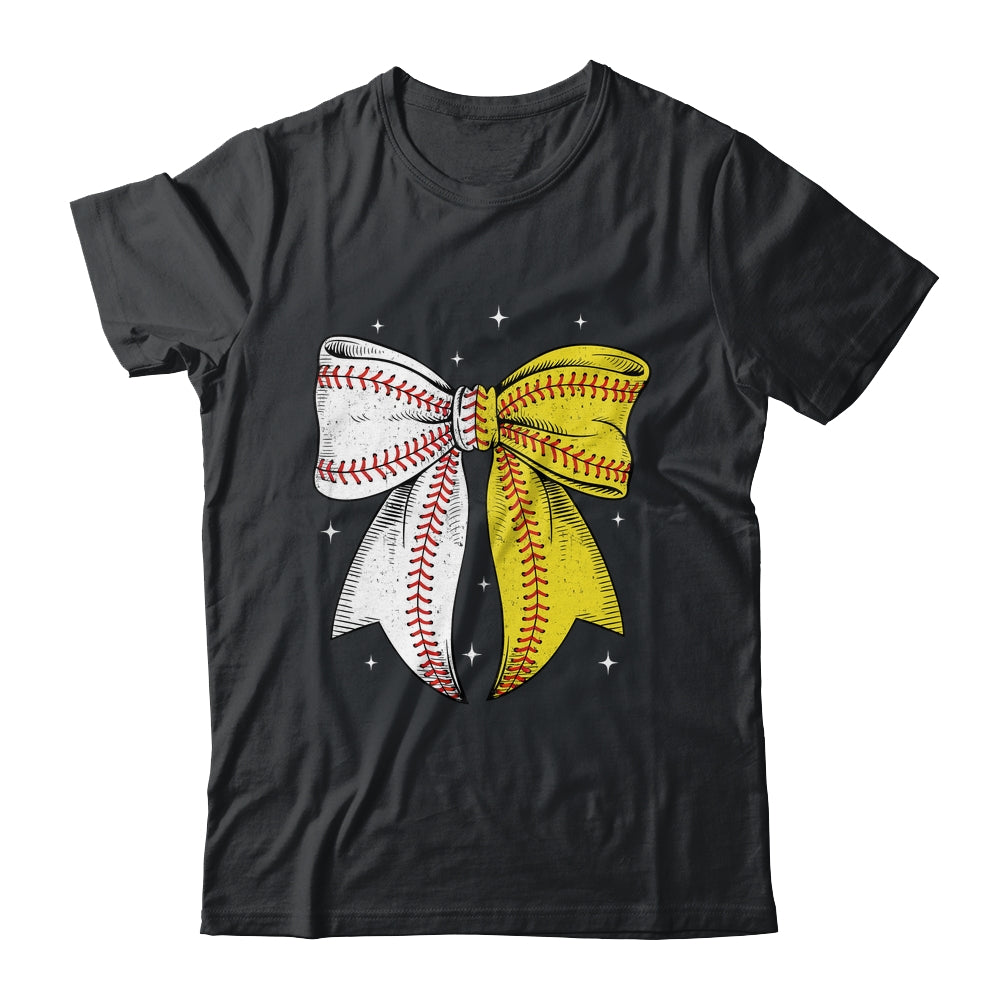 Baseball Softball Coquette Bow Game Day Heart Love Mom Life Shirt & Tank Top | teecentury