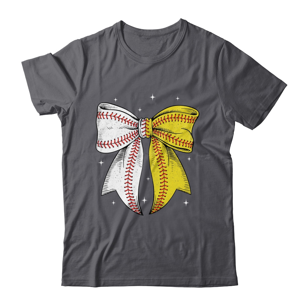 Baseball Softball Coquette Bow Game Day Heart Love Mom Life Shirt & Tank Top | teecentury