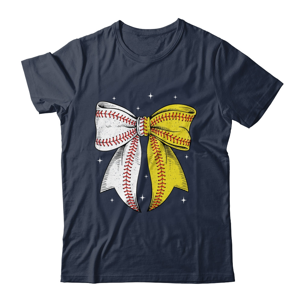 Baseball Softball Coquette Bow Game Day Heart Love Mom Life Shirt & Tank Top | teecentury