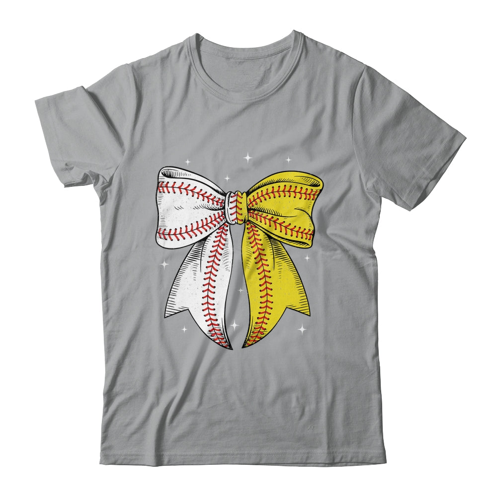 Baseball Softball Coquette Bow Game Day Heart Love Mom Life Shirt & Tank Top | teecentury