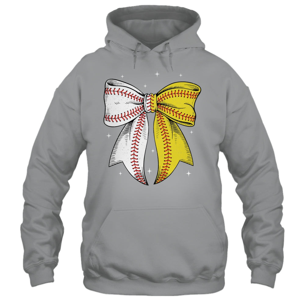 Baseball Softball Coquette Bow Game Day Heart Love Mom Life Shirt & Tank Top | teecentury