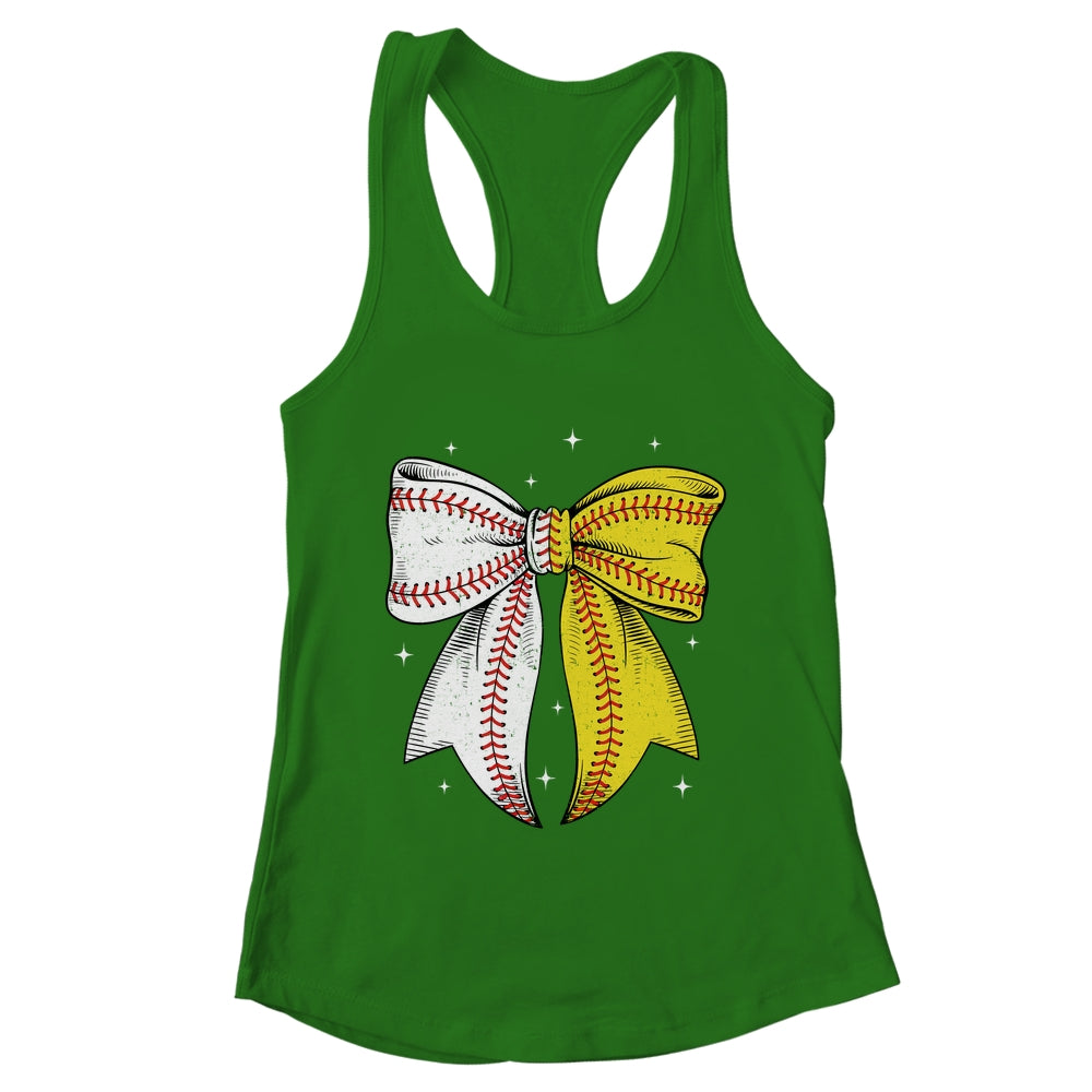 Baseball Softball Coquette Bow Game Day Heart Love Mom Life Shirt & Tank Top | teecentury