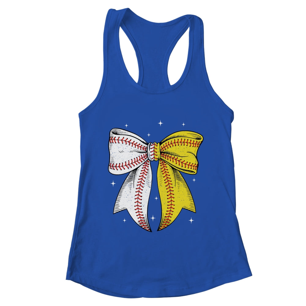 Baseball Softball Coquette Bow Game Day Heart Love Mom Life Shirt & Tank Top | teecentury