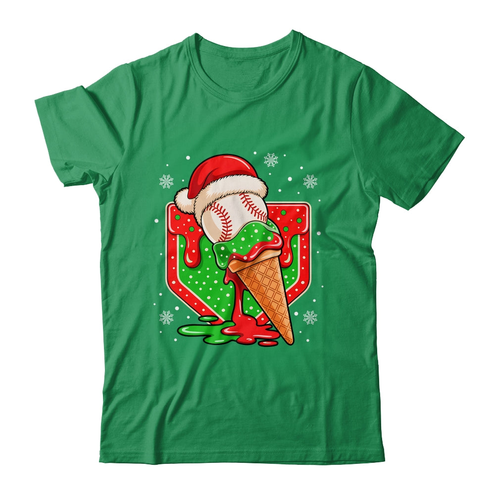 Baseball Xmas Santa Christmas Baseball Ice Cream Drip Boys Shirt & Sweatshirt | teecentury