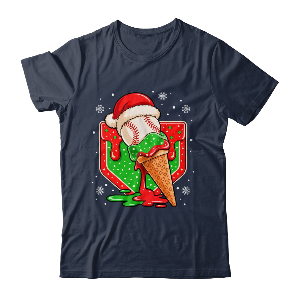 Baseball Xmas Santa Christmas Baseball Ice Cream Drip Boys Shirt & Sweatshirt | teecentury