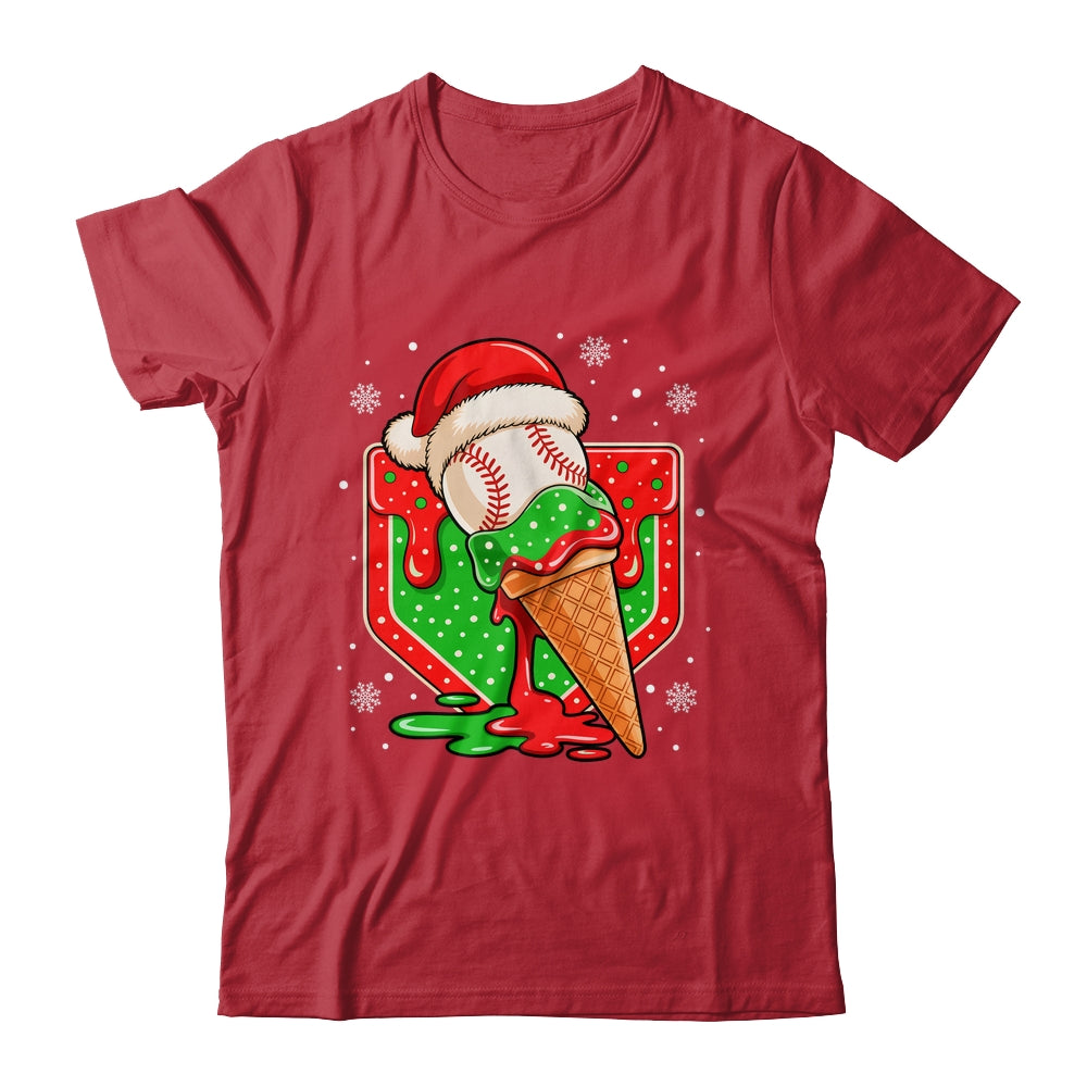 Baseball Xmas Santa Christmas Baseball Ice Cream Drip Boys Shirt & Sweatshirt | teecentury