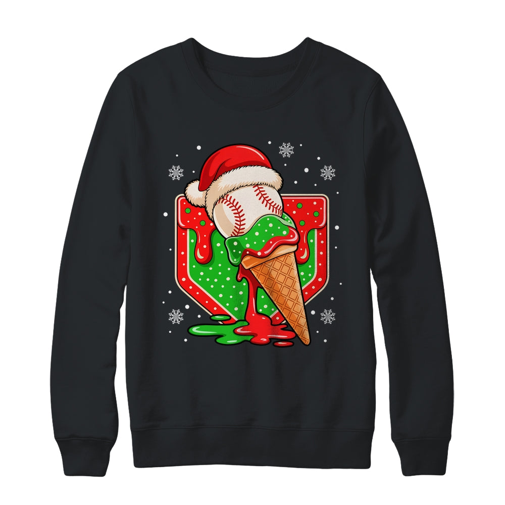 Baseball Xmas Santa Christmas Baseball Ice Cream Drip Boys Shirt & Sweatshirt | teecentury