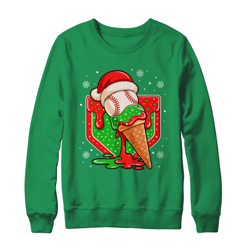 Baseball Xmas Santa Christmas Baseball Ice Cream Drip Boys Shirt & Sweatshirt | teecentury
