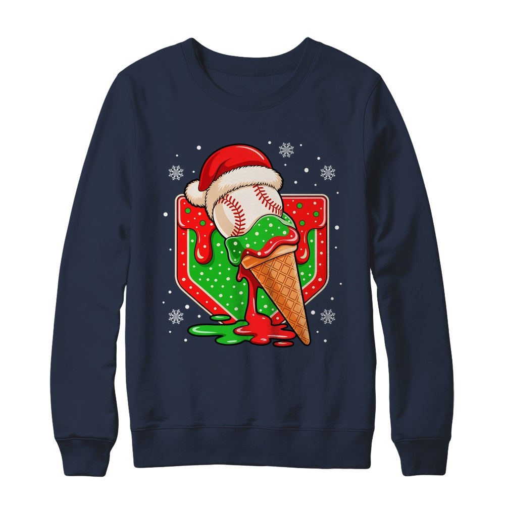 Baseball Xmas Santa Christmas Baseball Ice Cream Drip Boys Shirt & Sweatshirt | teecentury