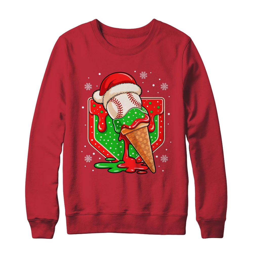 Baseball Xmas Santa Christmas Baseball Ice Cream Drip Boys Shirt & Sweatshirt | teecentury