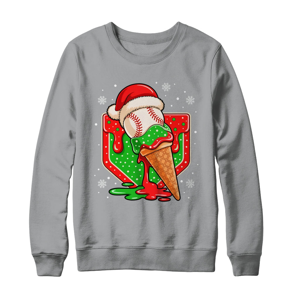 Baseball Xmas Santa Christmas Baseball Ice Cream Drip Boys Shirt & Sweatshirt | teecentury