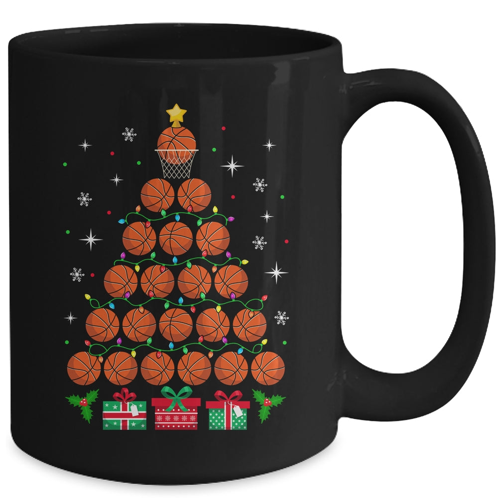 Basketball Xmas Tree Lights Santa Basketball Christmas Funny Mug | teecentury