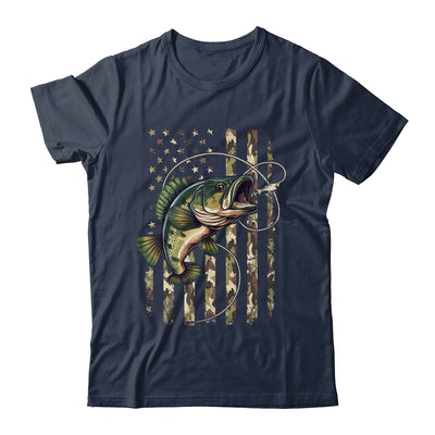 Bass Fish Fishing USA American Flag Camouflage Fisherman Shirt & Hoodie | teecentury