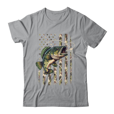 Bass Fish Fishing USA American Flag Camouflage Fisherman Shirt & Hoodie | teecentury