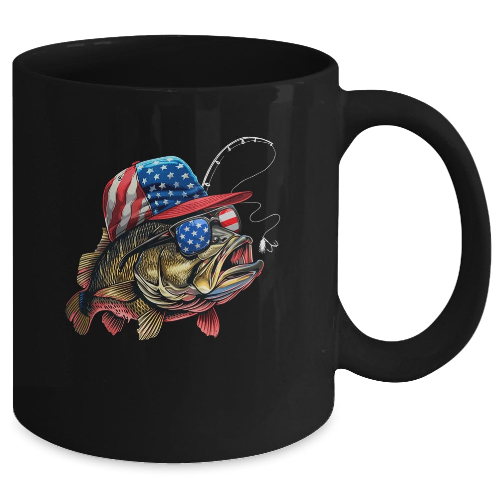 Bass Fish USA Flag Fishing 4th Of July Patriotic Fishing Mug | teecentury