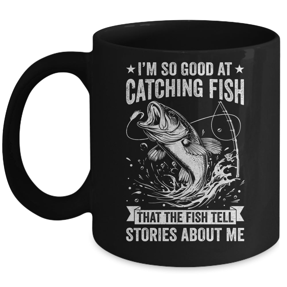 Bass Fishing Angler Funny Fisherman Catching Fish Mug | teecentury
