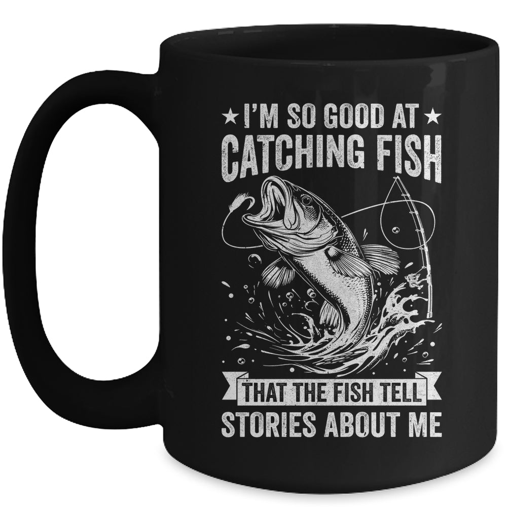 Bass Fishing Angler Funny Fisherman Catching Fish Mug | teecentury