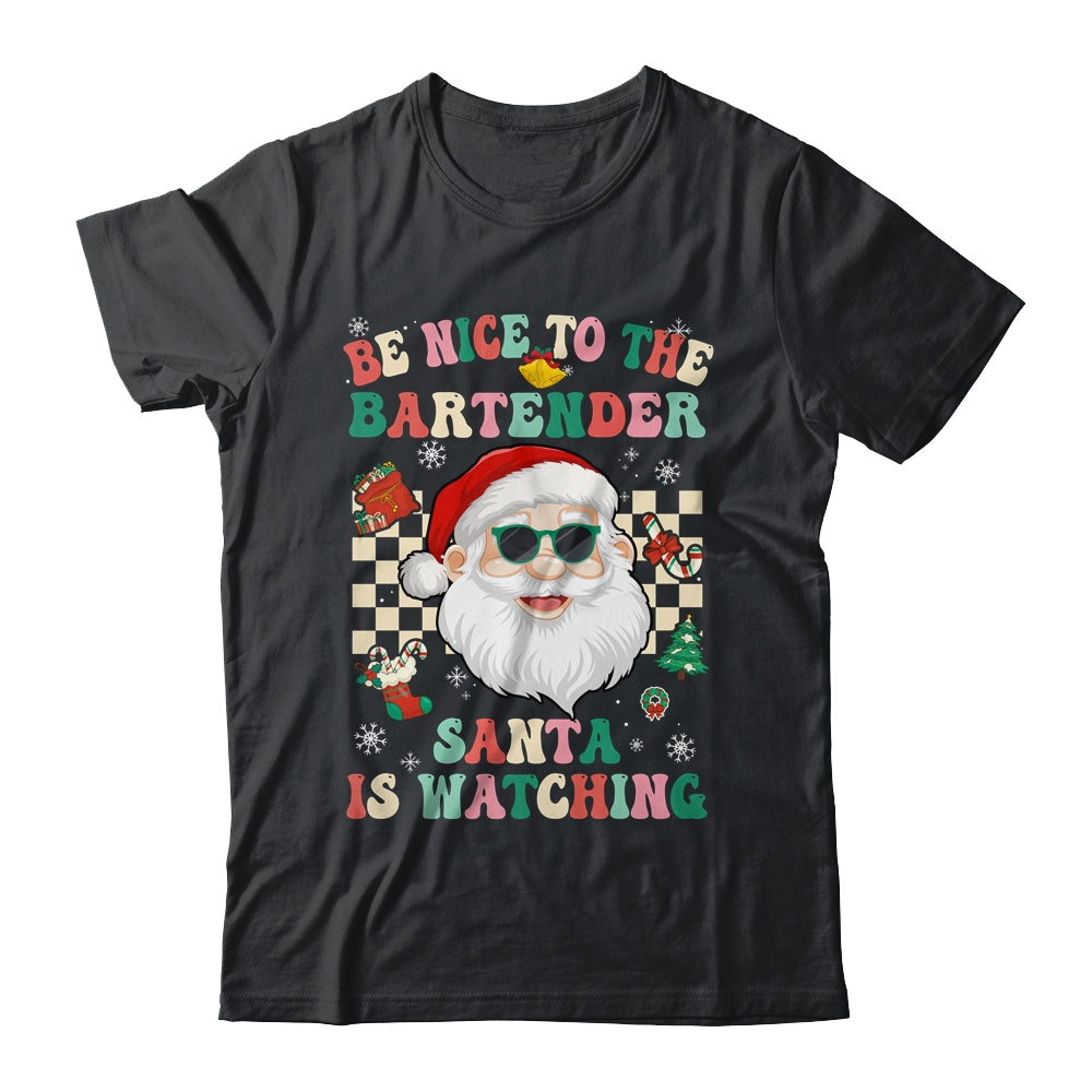 Be Nice To The Bartender Santa Christmas Xmas Groovy Shirt & Sweatshirt | teecentury