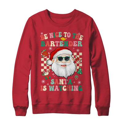 Be Nice To The Bartender Santa Christmas Xmas Groovy Shirt & Sweatshirt | teecentury