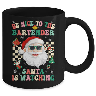 Be Nice To The Bartender Santa Christmas Xmas Groovy Mug | teecentury