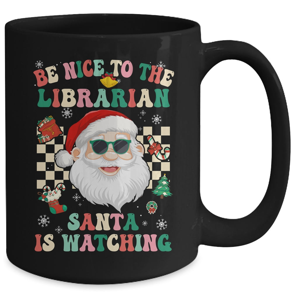 Be Nice To The Librarian Santa Christmas Xmas Groovy Mug | teecentury