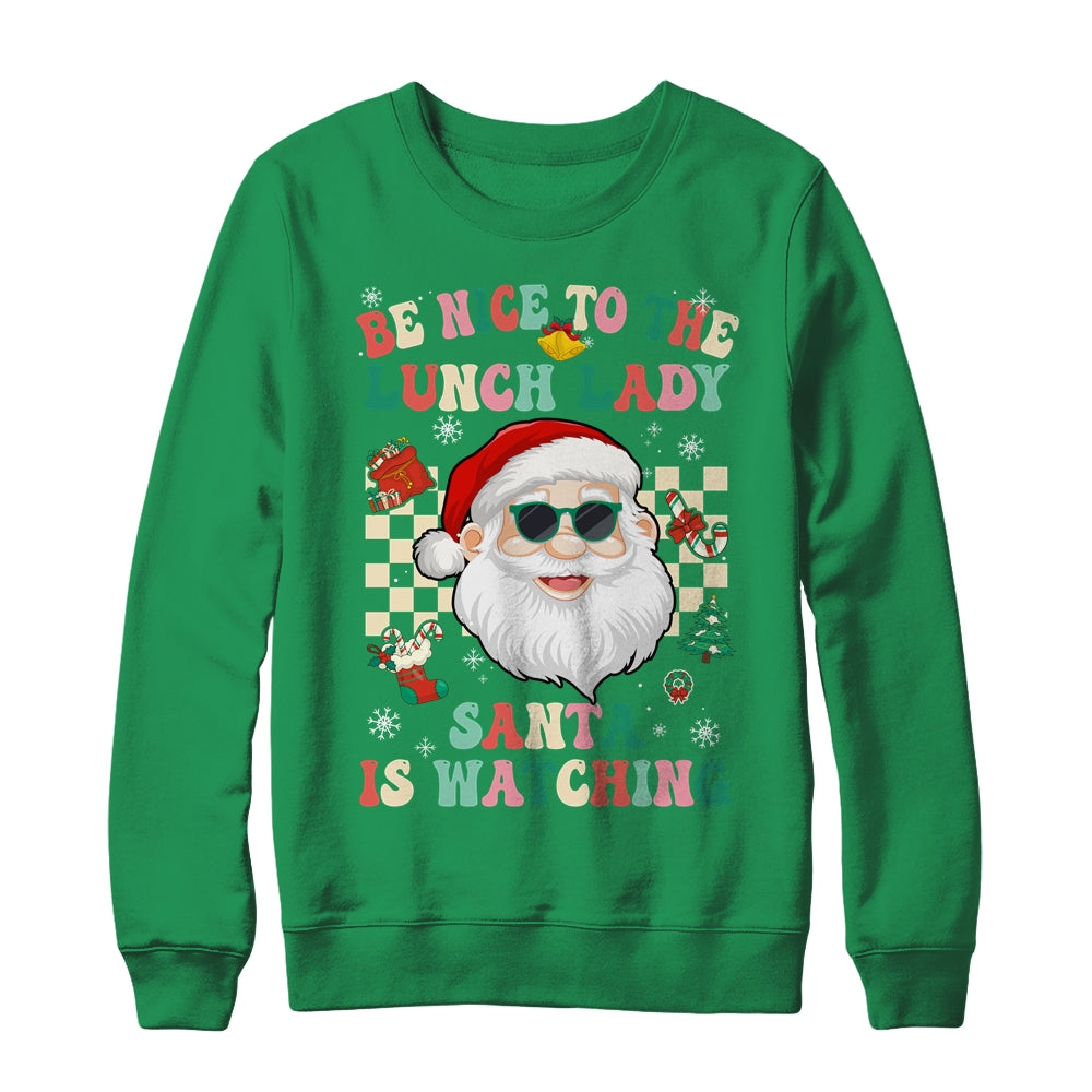 Be Nice To The Lunch Lady Santa Christmas Xmas Groovy Shirt & Sweatshirt | teecentury