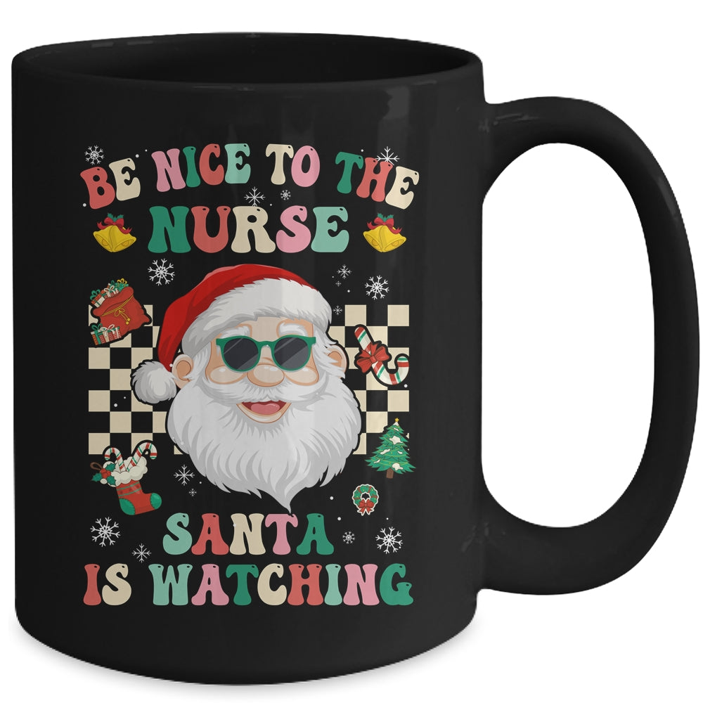 Be Nice To The Nurse Santa Christmas Xmas Groovy Mug | teecentury
